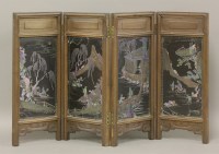 Lot 214 - A rare four-fold black-lacquered Table Screen