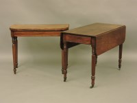 Lot 734 - A 19th century mahogany Pembroke table
106cm long and a card table (2)