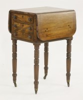 Lot 419 - A late Regency strung mahogany drop-leaf worktable