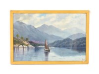 Lot 379 - John Henry Boel
MOUNTAIN LAKE SCENE WITH BOATS
Signed with monogram and dated