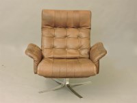 Lot 502 - Danish 60s leather and suede swivel armchair