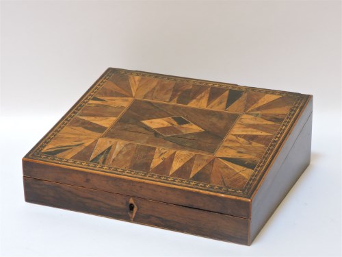 Lot 151 - A parquetry inlaid writing box