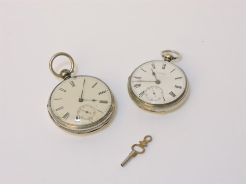 Lot 55 - Two silver cased pocket watches