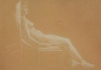 Lot 359 - Arthur Ellis (1856-1918)
STUDY OF A SEATED FEMALE NUDE
Inscribed and dated 'July 7th 1883' l.l.