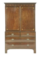 Lot 528 - A George III mahogany and inlaid linen press