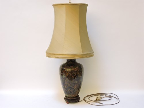 Lot 315 - A cloisonne vase table lamp