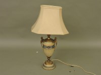 Lot 316A - A French alabaster and champleve  table lamp