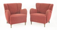 Lot 140 - A pair of Danish Art Deco crimson armchairs (2)