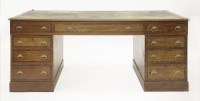 Lot 486 - A George III strung and crossbanded mahogany partners' desk