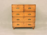 Lot 396 - A 19th century mahogany and brass bound  campaign chest