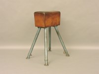 Lot 444 - A mid 20th century leather upholstered pommel horse