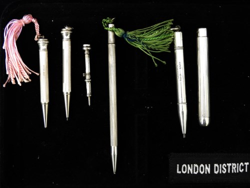 Lot 53 - Six silver propelling pencils