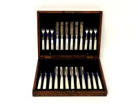 Lot 75 - A canteen of silver tea knives and forks