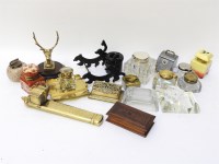 Lot 92 - A collection of 19th and later ink wells to include: a silver mounted example