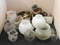 Lot 175 - A collection of various oil lamp parts