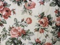 Lot 191 - A pair of rose decorated lined and interlined curtains