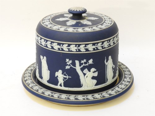 Lot 128 - A 19th century Wedgwood Jasperware cheese dome decorated with classical figures