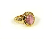 Lot 9 - A pair of cabochon pink tourmaline earrings