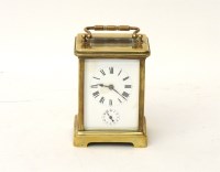Lot 132 - An early 20th century brass carriage clock