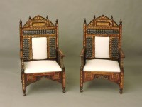Lot 398 - A stained beechwood and inlaid suite