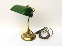 Lot 161 - A late 19th century/early 20th century brass bankers lamp