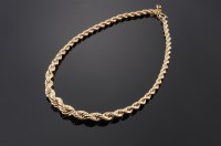 Lot 491 - A 9ct gold graduated rope chain