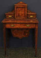 Lot 442 - An Edwardian inlaid rosewood bonheur du jour with super structure above fitted frieze drawer