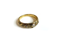 Lot 67 - A Victorian gold memorial diamond and black enamel ring