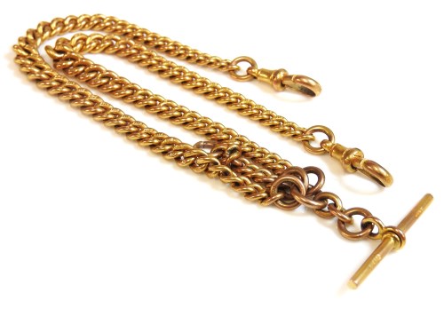 Lot 44 - A 9ct gold watch chain with t-bar