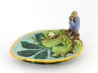 Lot 198 - A Victorian Majolica dish dated 1871