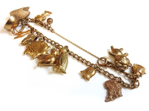 Lot 45 - A 9ct gold curb link charm bracelet