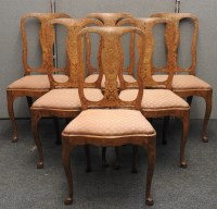 Lot 455 - A set of six Dutch marquetry dining chairs