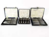 Lot 155 - Two sets of silver handled afternoon tea knives