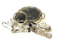 Lot 312 - A three piece silver plated teaset