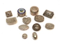 Lot 134 - Twelve English and Continental Indian and Chinese silver pill boxes
