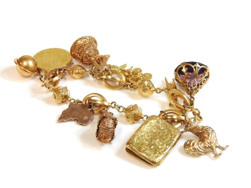 Lot 46 - An Italian gold fancy link charm bracelet