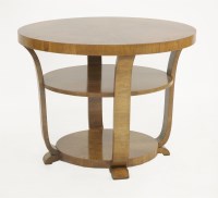 Lot 171 - An Art Deco walnut three-tier circular coffee table