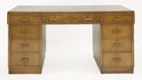 Lot 172 - An Art Deco walnut pedestal desk