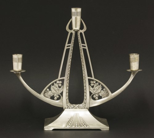 Lot 6 - An Art Nouveau silver metal candelabra