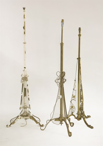Lot 44 - Three brass standard lamps