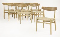 Lot 370 - A set of eight 'CH23' beech and oak chairs