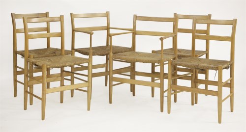 Lot 108 - A set of six Arts & Crafts cherrywood dining chairs