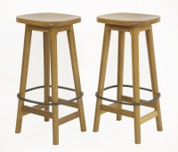 Lot 128 - A pair of Robert 'Mouseman' Thompson bar stools