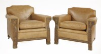 Lot 180 - A pair of club armchairs