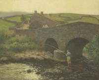 Lot 110 - Cyril Frost (1880-1971)
FISHING BY THE BRIDGE
Signed and dated 1937 l.l.