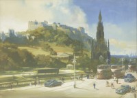 Lot 219 - Frank Wootton (1911-1998)
EDINBURGH CASTLE FROM PRINCES STREET WITH THE SCOTT MEMORIAL
Signed l.l.