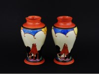 Lot 200 - A pair of Clarice Cliff bizarre vases