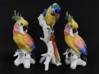 Lot 217 - Three German Karl Ens figures of parrots