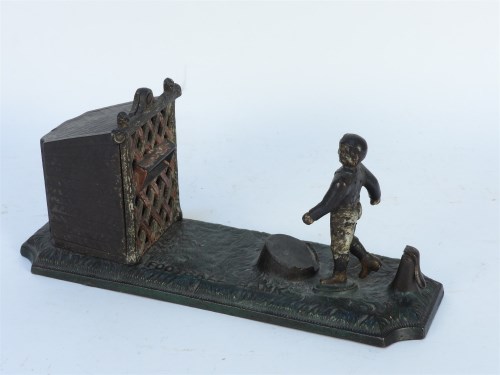 Lot 190 - A late 19th century cast iron and painted novelty money box