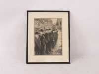 Lot 533 - A S Hartrick
Celebratory scene
Lithograph
The characters portrayed are the remnants of the Charge of the Light Brigade saluting the King George V on the occasion of his Coronation on the Strand in Jun